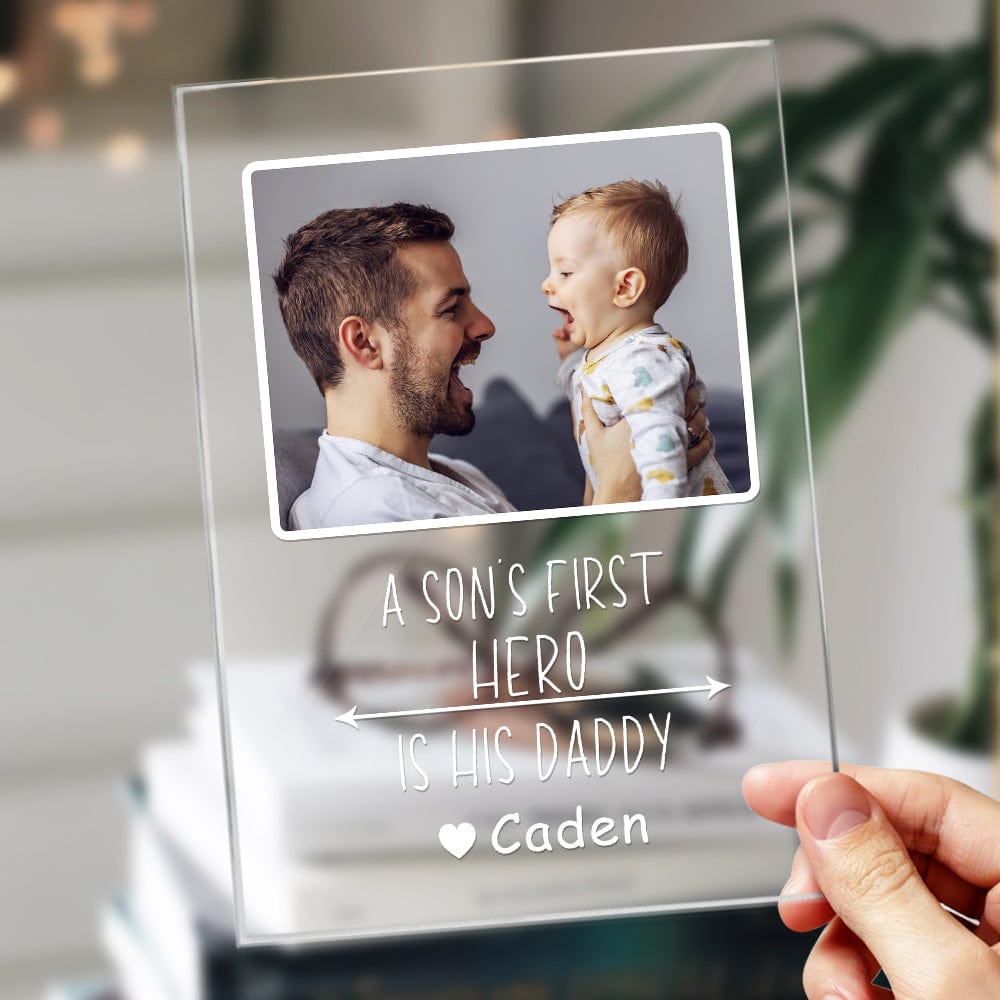 Custom Night Light Name and Photo Plastic Base Night Light Gift for Father's Day