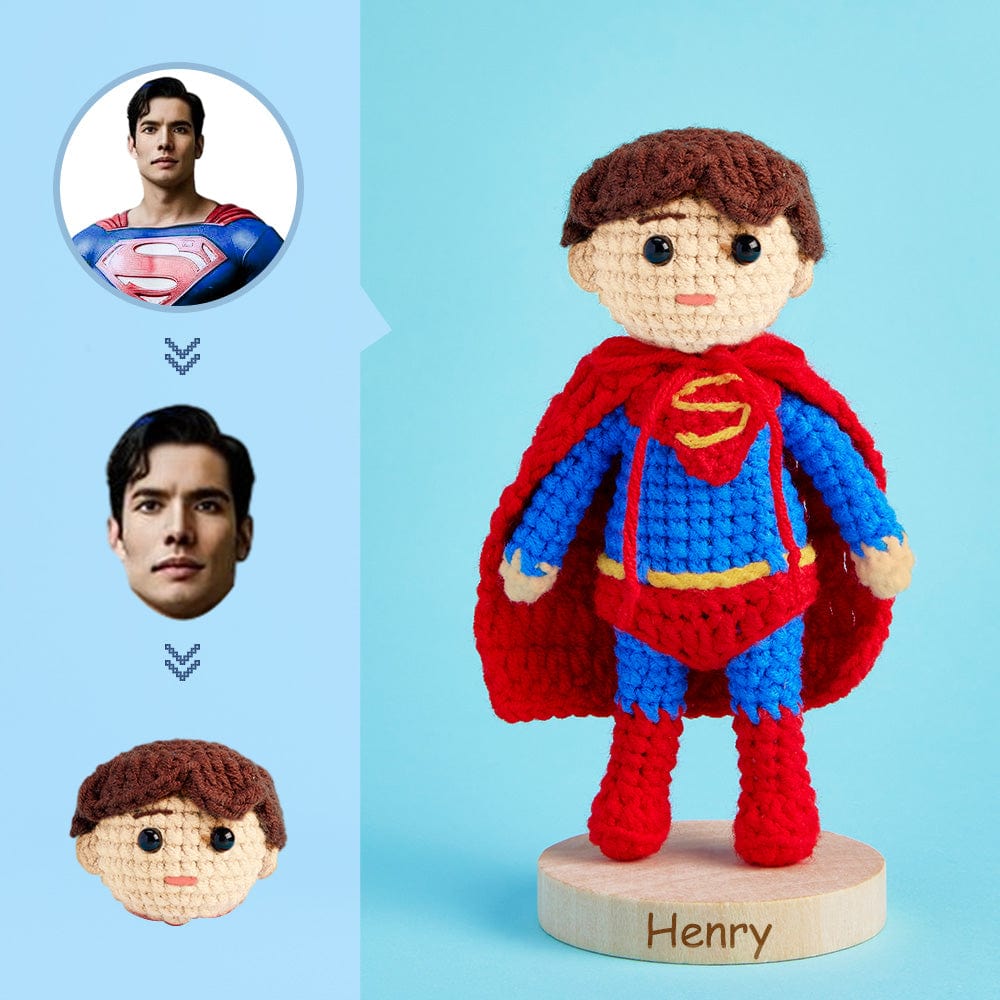 Custom Face Crochet Doll Personalized Gifts Handwoven Mini Dolls - Superman - Image 2