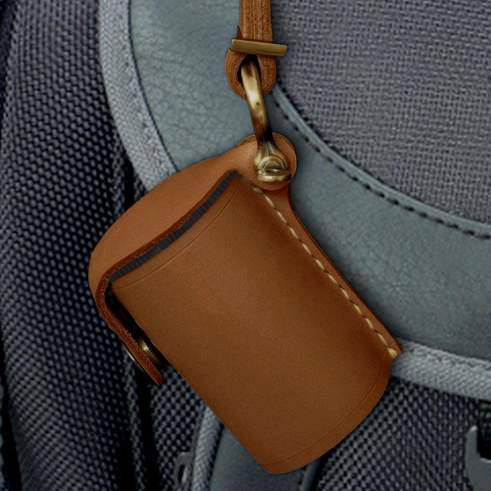 Brown Leather Film Case for Film Roll Keychain - Image 2