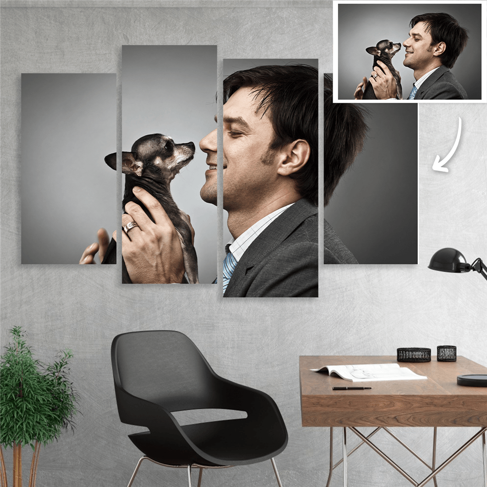 Dog Memorial Gift Custom Photo Wall Decor Canvas Print - 4 Pcs