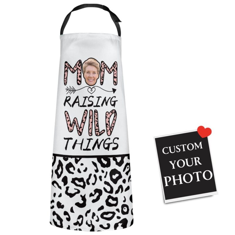 Custom Photo Apron Leopard Print Mother’s Day Gift for Mom