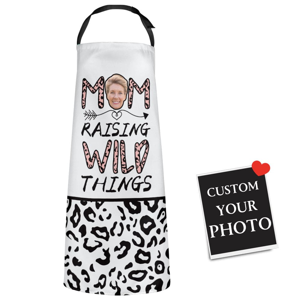Custom Photo Apron Leopard Print Mother's Day Gift for Mom