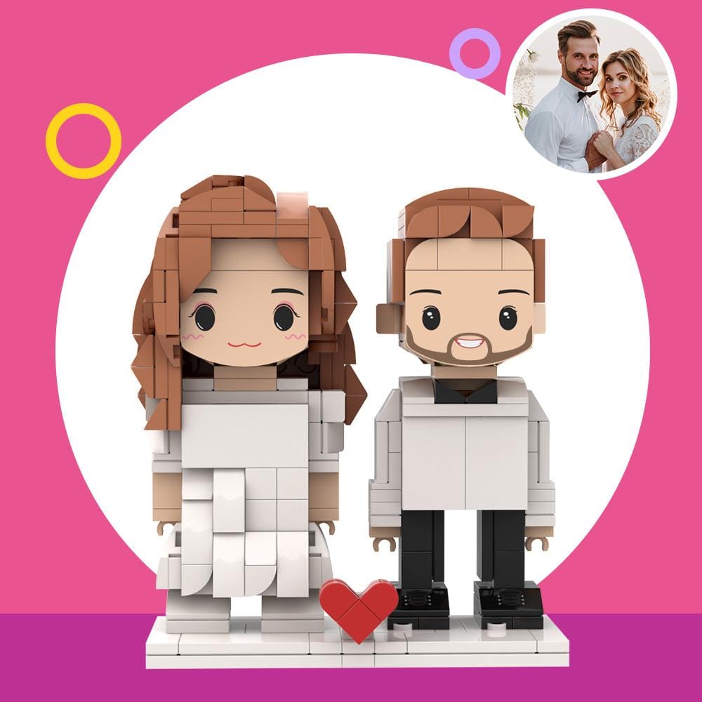 Customizable Fully Body 2 People Brick Figures Cute Face Brick Figures Anniversary Gifts for Her