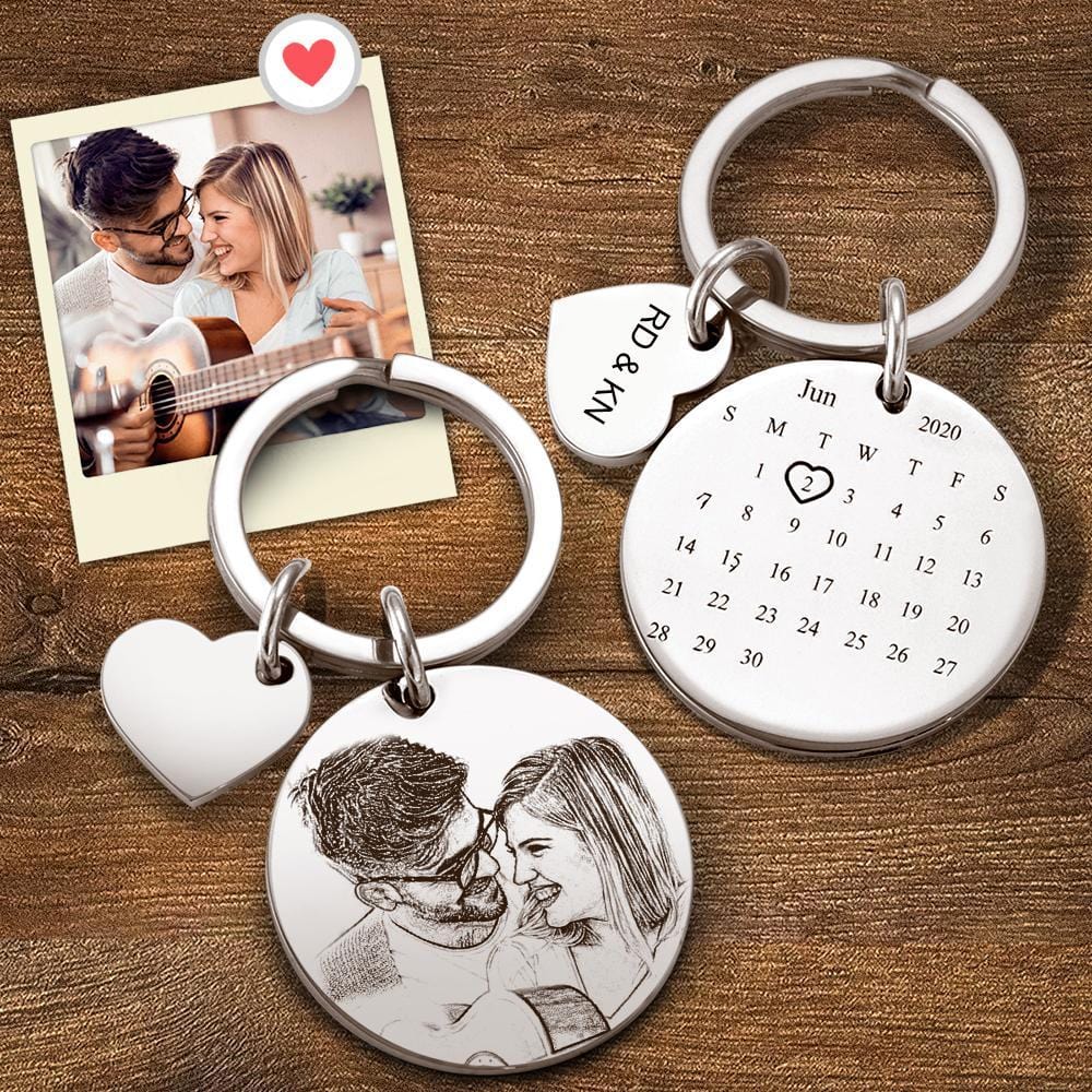 Personalized Calendar Keychain Custom Gifts For Couples Significant Date Marker Valentine's Day Gifts