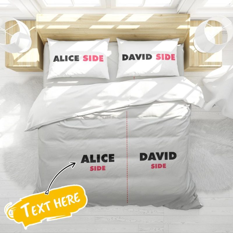 Personalized Double Bedding Set Custom Name Bedding Couple Gifts Valentines Day Gifts