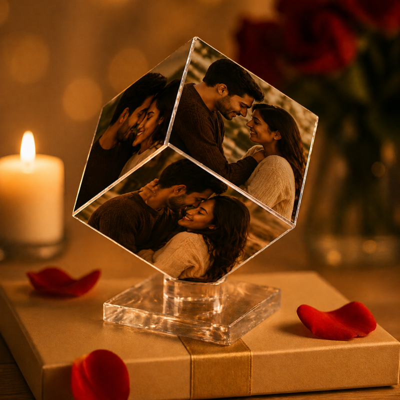 Personalized Photo Frame Crystal Cube From Rubic Keepsake Gift 50mm