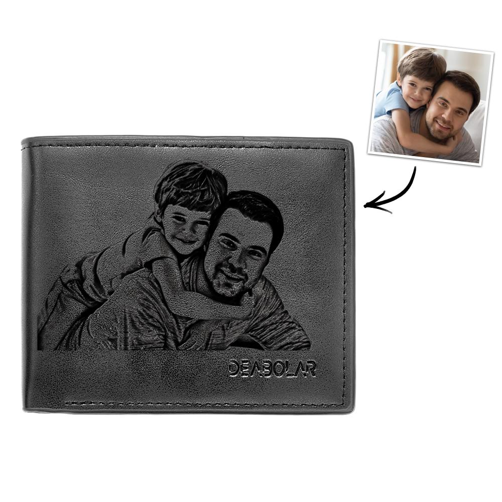 Personalized Photo Engraved Men's Flip Wallet Black - Image 2