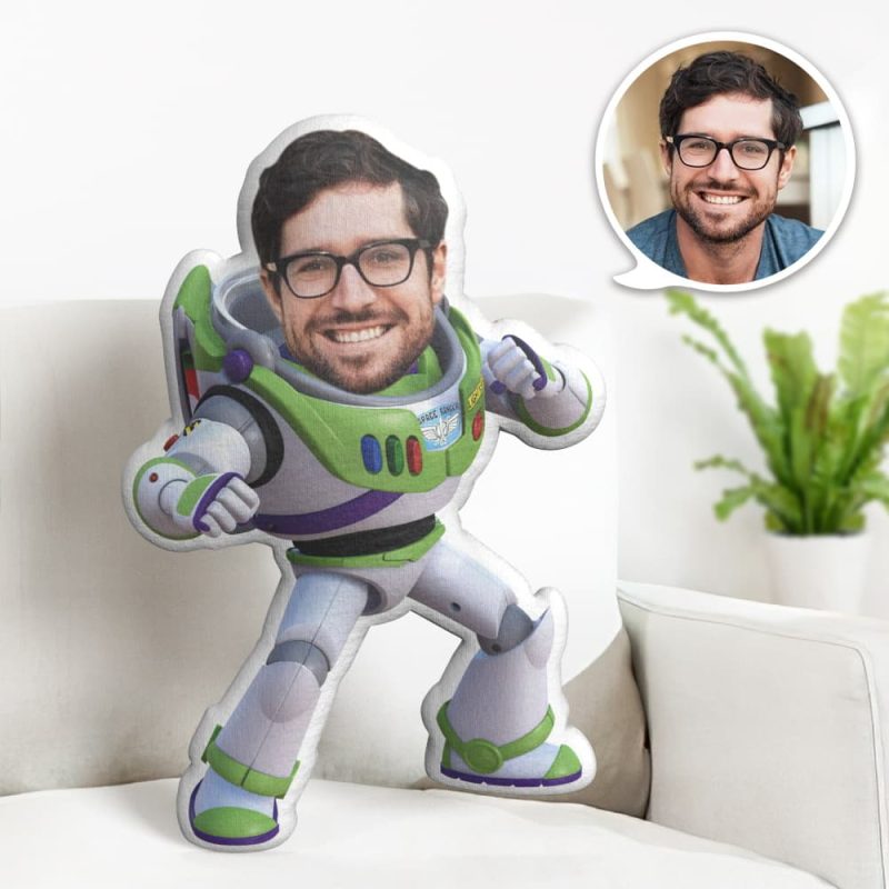 Custom Face Pillow Personalized Photo Pillow Buzz Lightyear Fighting MiniMe Pillow Gifts for Him