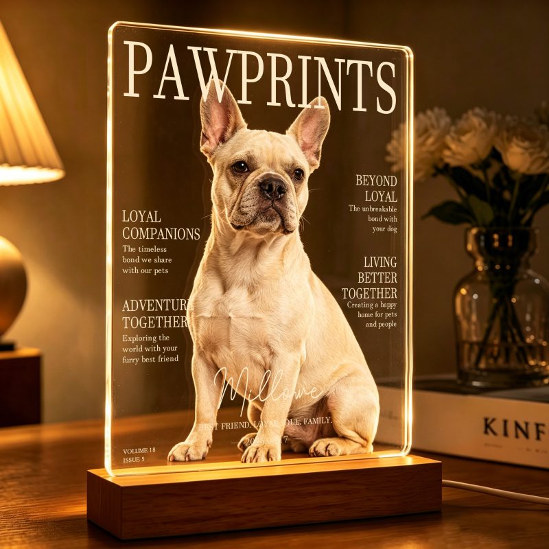Custom Pet Magazine Lamp Pet Name LED Night Light for Home Decor Gift for Pet Lovers