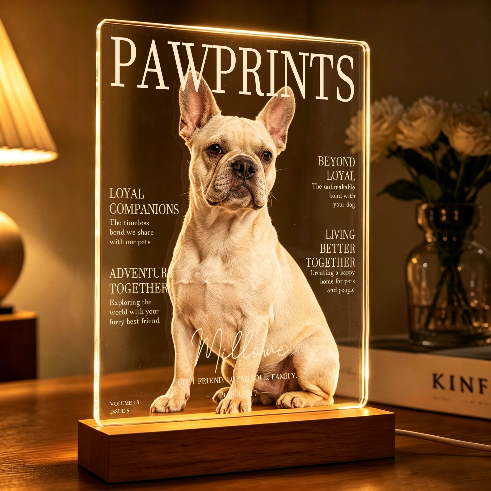 Custom Pet Magazine Lamp Pet Name LED Night Light for Home Decor Gift for Pet Lovers