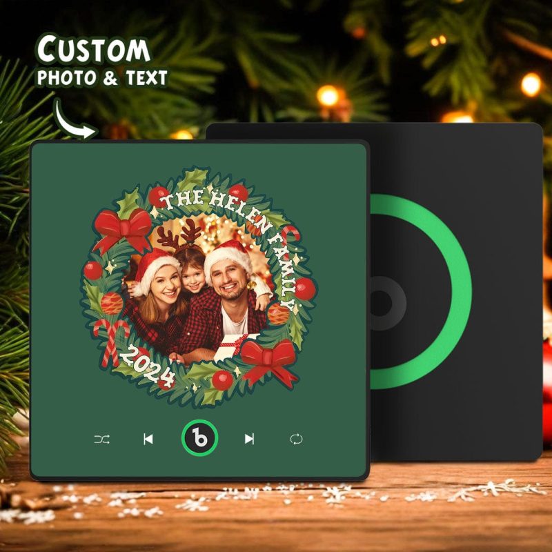Personalized Christmas Wreath Family Photo Music Fridge Magnet Custom Music Magnets Can Play Songs Christmas Gifts