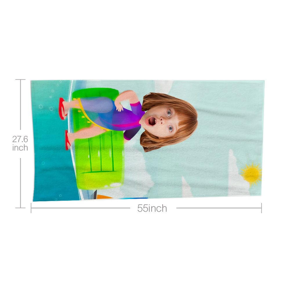 Custom Face Beach Towel Personalized Inflatable Cushion Girl Beach Towel Funny Gift for Summer - Image 3