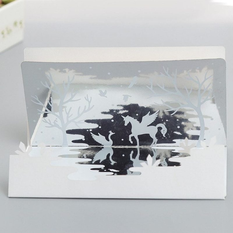 3D Creative Valentine’s Day Pop Up Card Mirror Inverted Image Pop Up Greeting Card