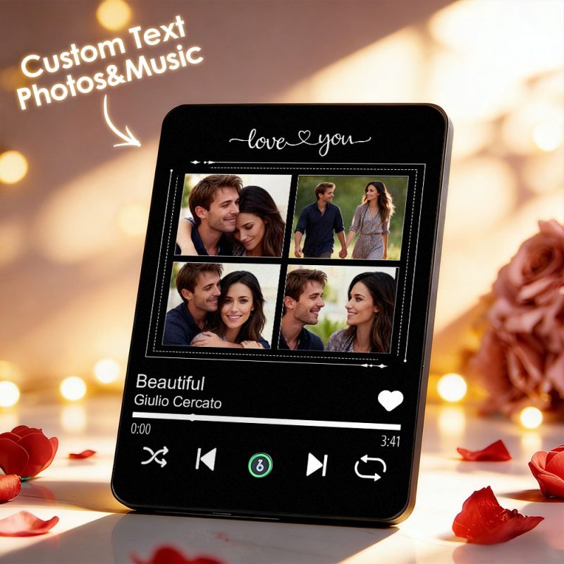 Personalized Gift Song Plaque – Custom Music Photo Frame with Song Playback | Anniversary Birthday Christmas Gift for Couples