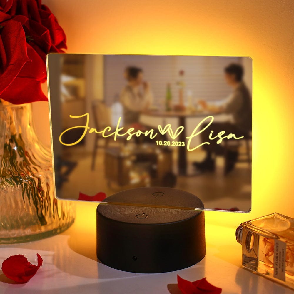 Personalized Couple Name Mirror Lamp Heart Light Love Gift