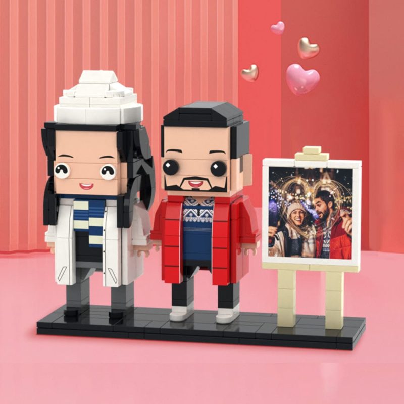 Valentine’s Day Gifts Full Body Customizable 2 People Photo Frame Custom Brick Figures