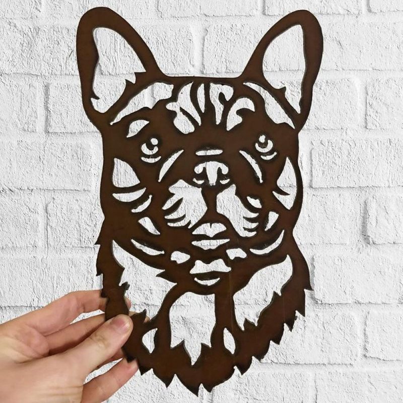 Dog Metal Wall Art Hanging Home Decor Puppy Pet French Bulldog