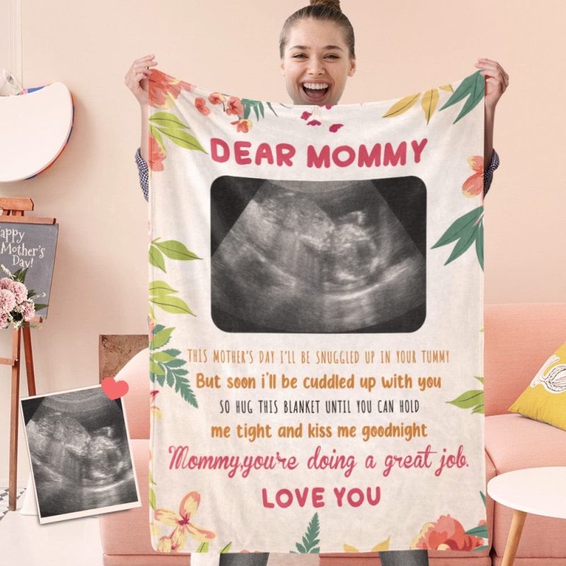 Mother’s Day Blanket Personalized Ultrasound Blanket Gift for New Mom
