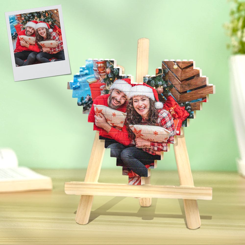Gift For Christmas Personalized Building Brick Custom Photo Block Heart Shaped - Image 4