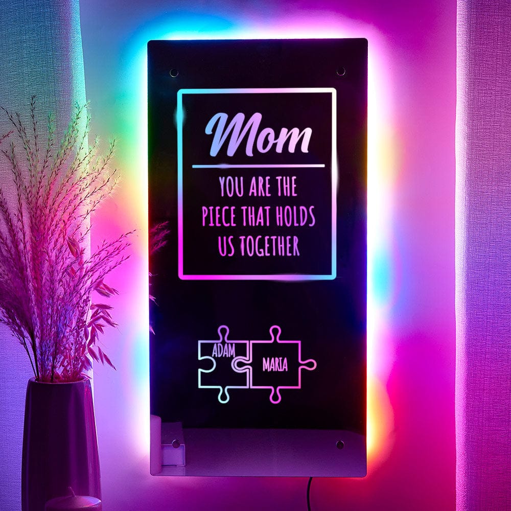 Personalized Name Mirror Light Mom Puzzle Family Gift - Image 2