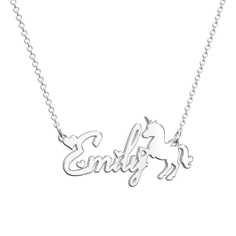 Custom Name Necklace Maiden and Unicorn Necklace Gift For Girls