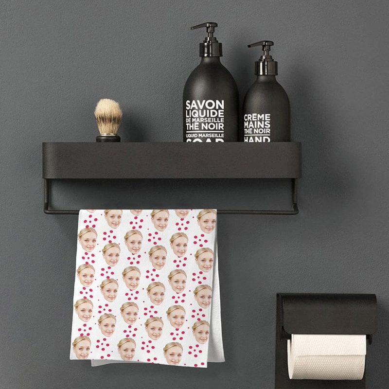 Customized Towel With Face Personalized Towel Gifts for Women Red Circle