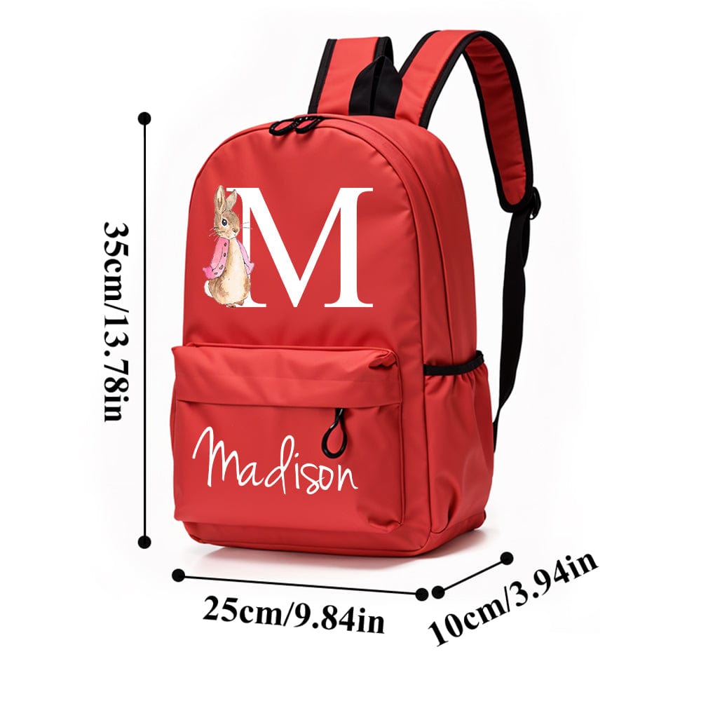 Personalised Name Initial Backpack with Rabbit Design Girls Boys Kids School Bag Back to School Gifts - Image 3