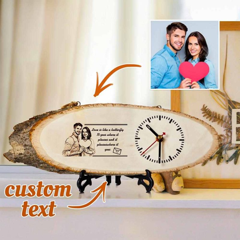 Custom Engraved Clock Custom Photo Clock Gifts For Couple 4.52*13.58 inch