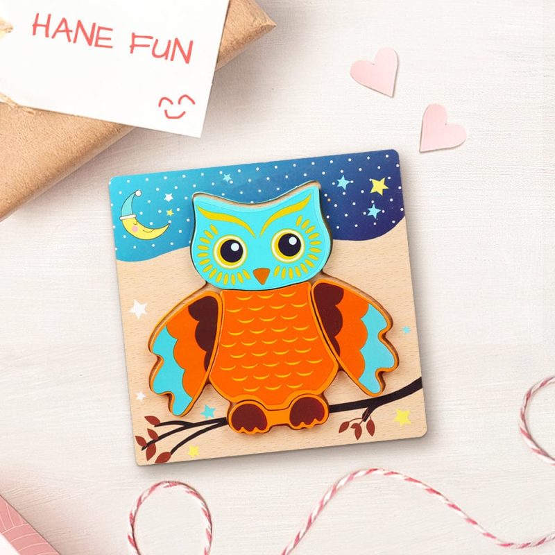 Wooden 3D Jigsaw Puzzle Owl Shape Puzzles Educational Learning Montessori Toys for Toddlers