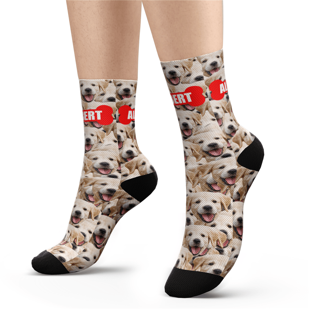 Custom Photo Socks Funny Dog Face Mash With Your Text Socks - Image 2
