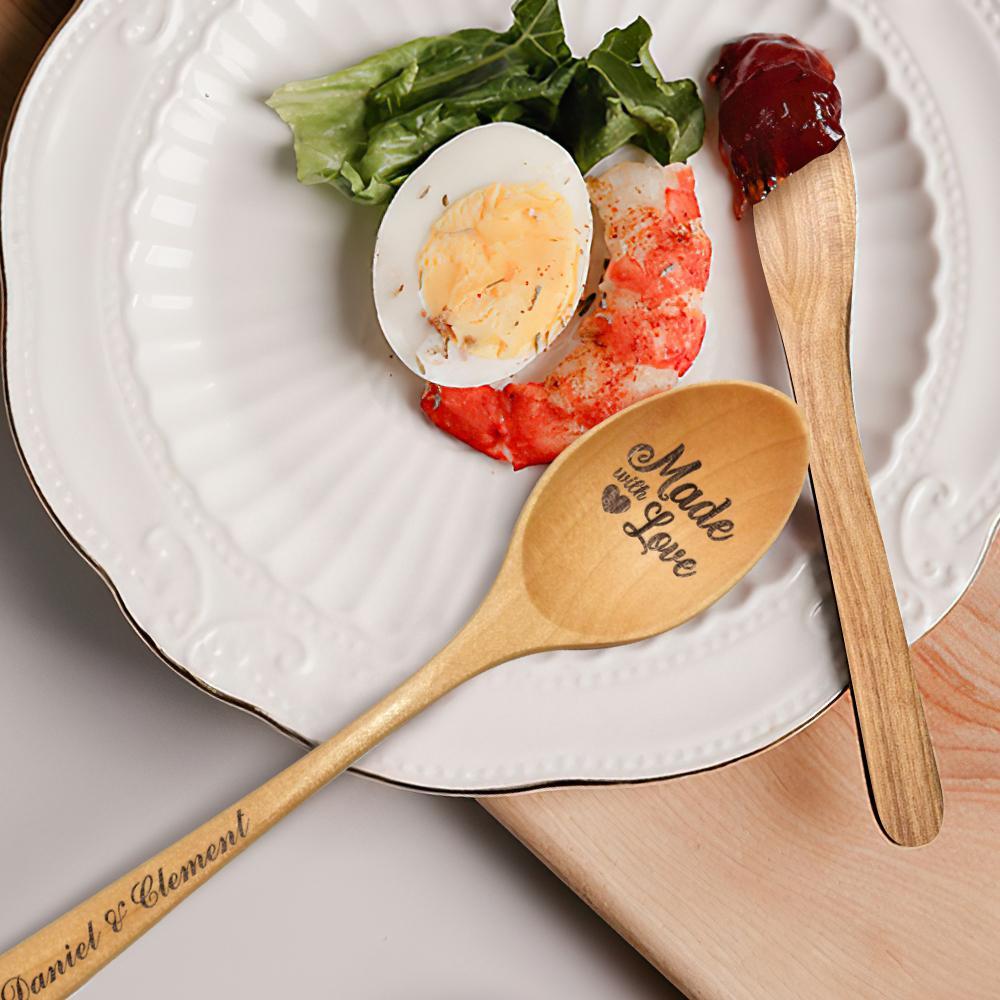 Custom Engraved Spoon Personalized Wooden Spoon Mom Gifts - Made With Love