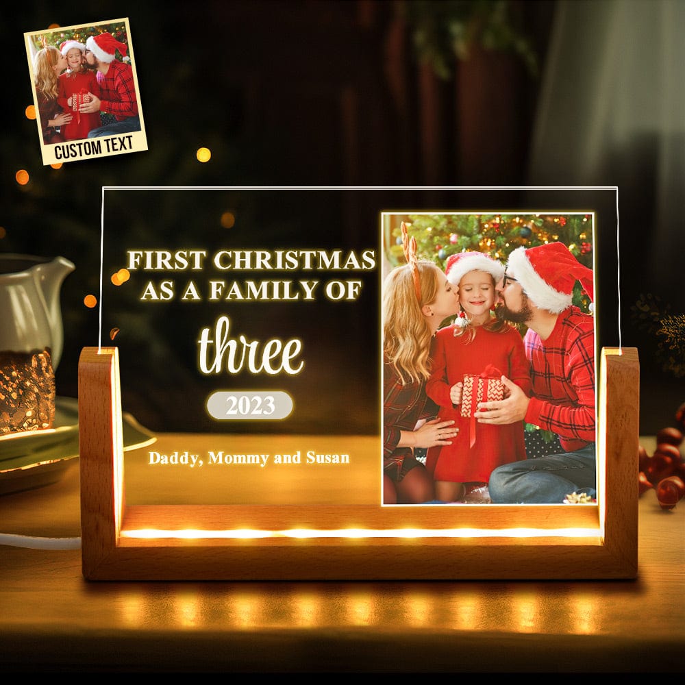 Custom Family Photo First Christmas Personalized Name Acrylic Lamp