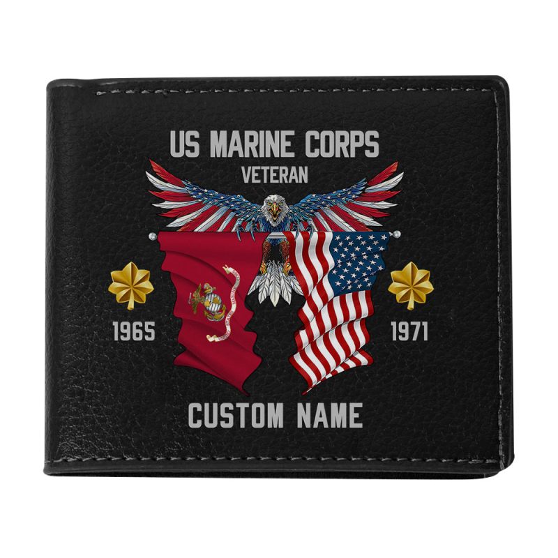 US MARINE CORPS Custom Name and Years Men’s Wallet for Veteran