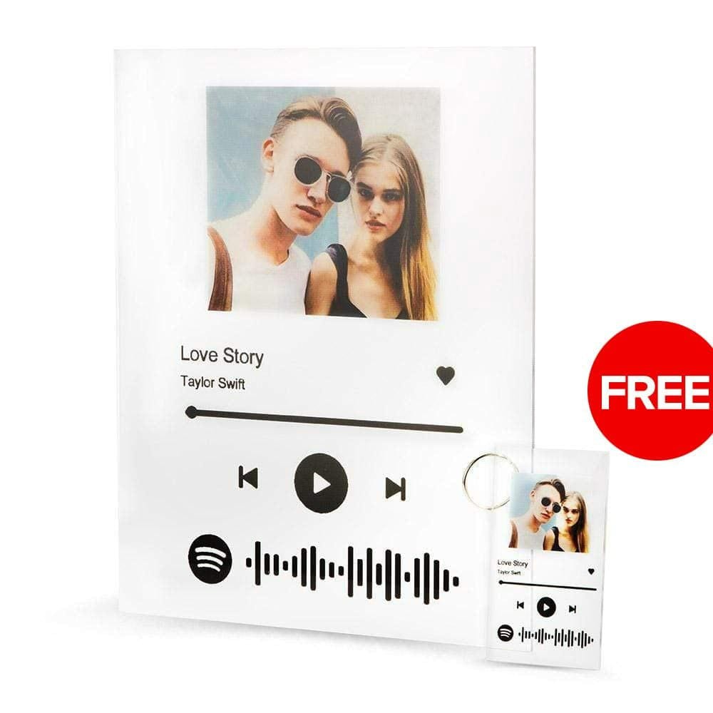 Spotify Song Plaques Acrylic Glass Valentines Day Gifts For Him - Buy Plaque Get Free Keychain