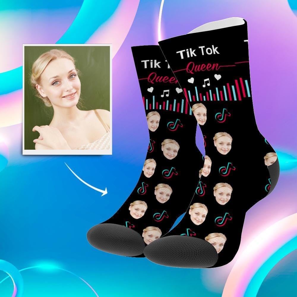 Tiktok Socks Custom Picture Socks Custom Gifts For TikTok Fans TikTok Queen Gift