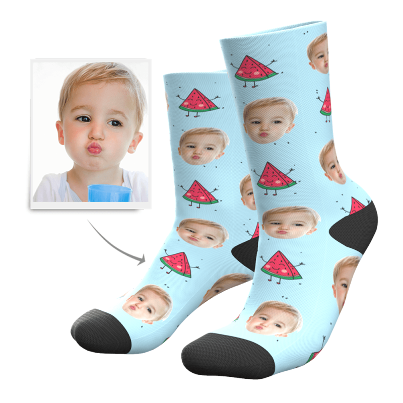 Summer Gift Kid’s Gift Custom Photo Socks with Watermelon Christmas Gift