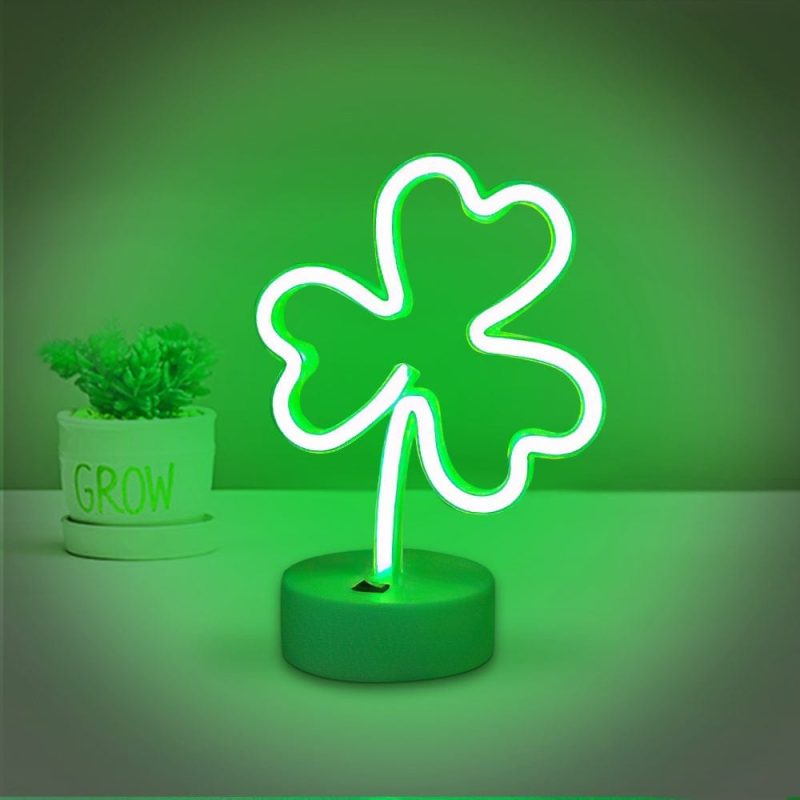 Neon Led Lights Plant Shape Neon Lights St. Patrick’s Day Gift For Kids- Clover Gifts