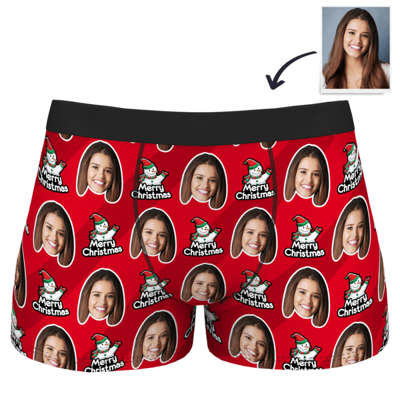 Christmas Gifts Personalized Boxers Men’s Boxer Underwear – Snowman