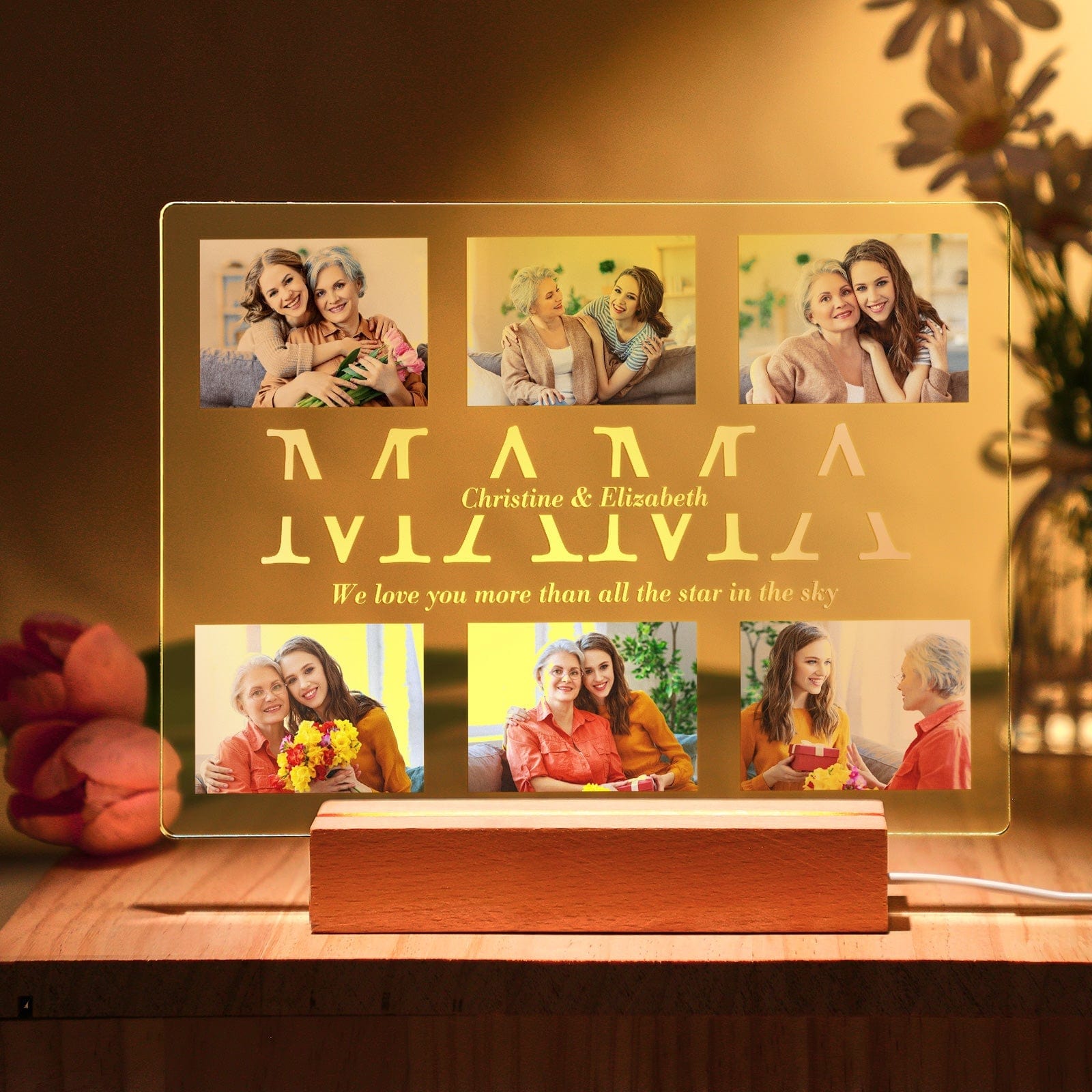 Custom Photo Night Lamp Personalized Acrylic LED Night Light with Text Mother's Day Gifts For Her