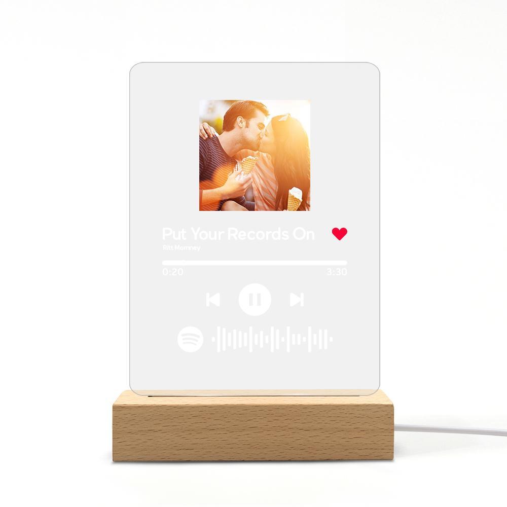 Spotify Glass Art Gift for Couple Custom Spotify Night Light Custom Valentines Day Gifts
