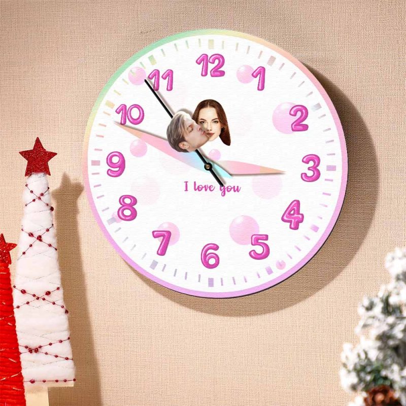 Custom Face Clock Kiss My Girl All the Time Personalized Text