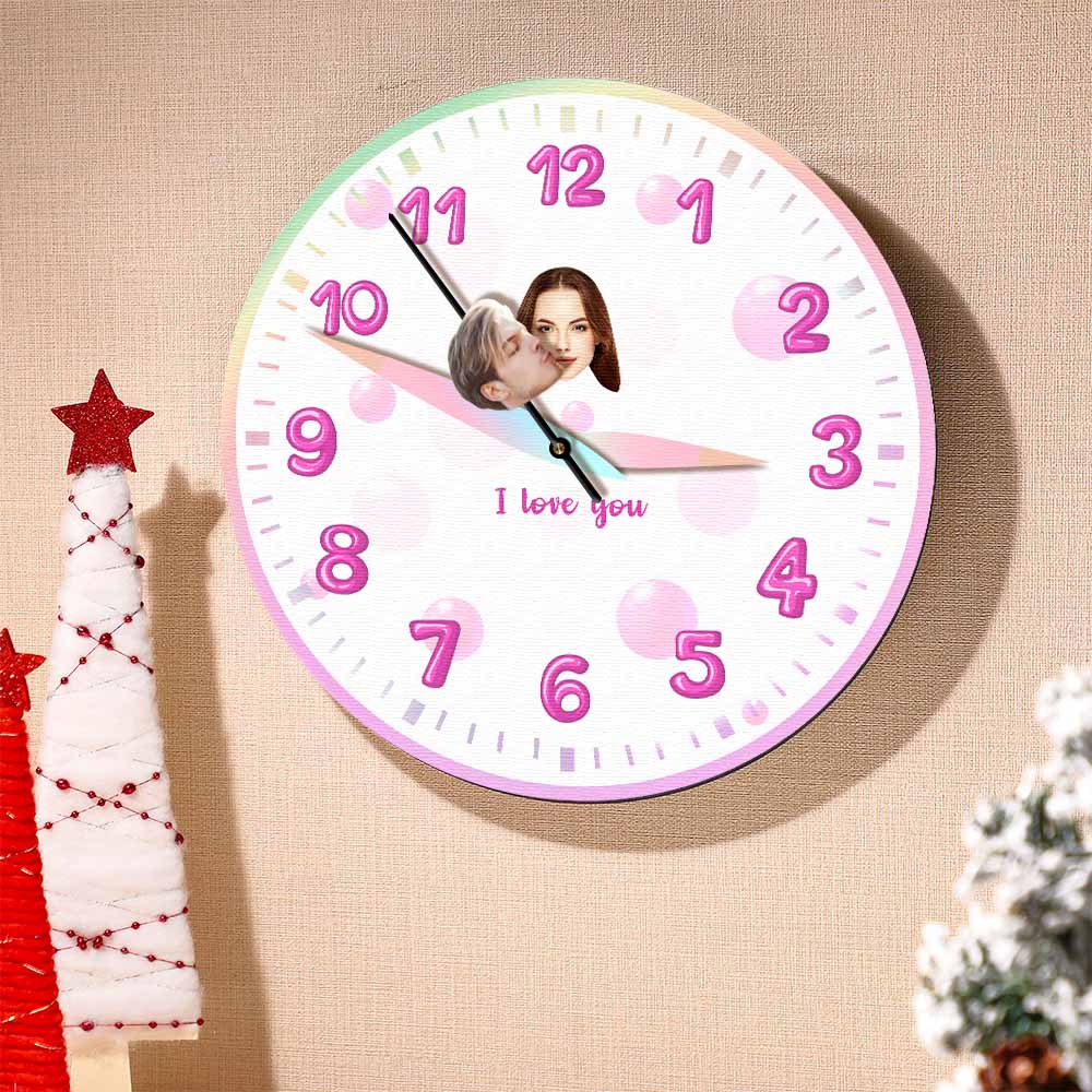 Custom Face Clock Kiss My Girl All the Time Personalized Text