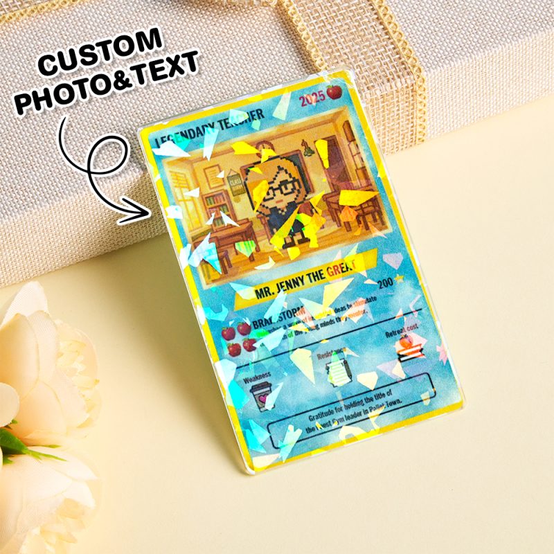 Personalized Teacher Card Customize Anime Acrylic Hologram Card for Teacher Legendary Teacher Card Hologram Ornament Gift