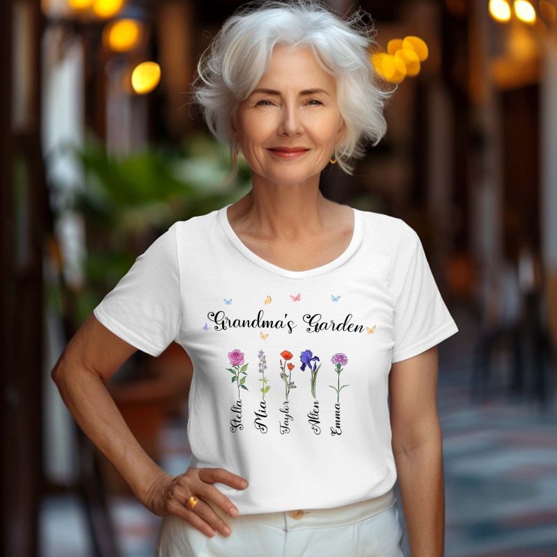 Custom Grandma’s Garden Shirt Personalized Birth Flower Mother’s Day T-Shirts Mother’s Day Gift