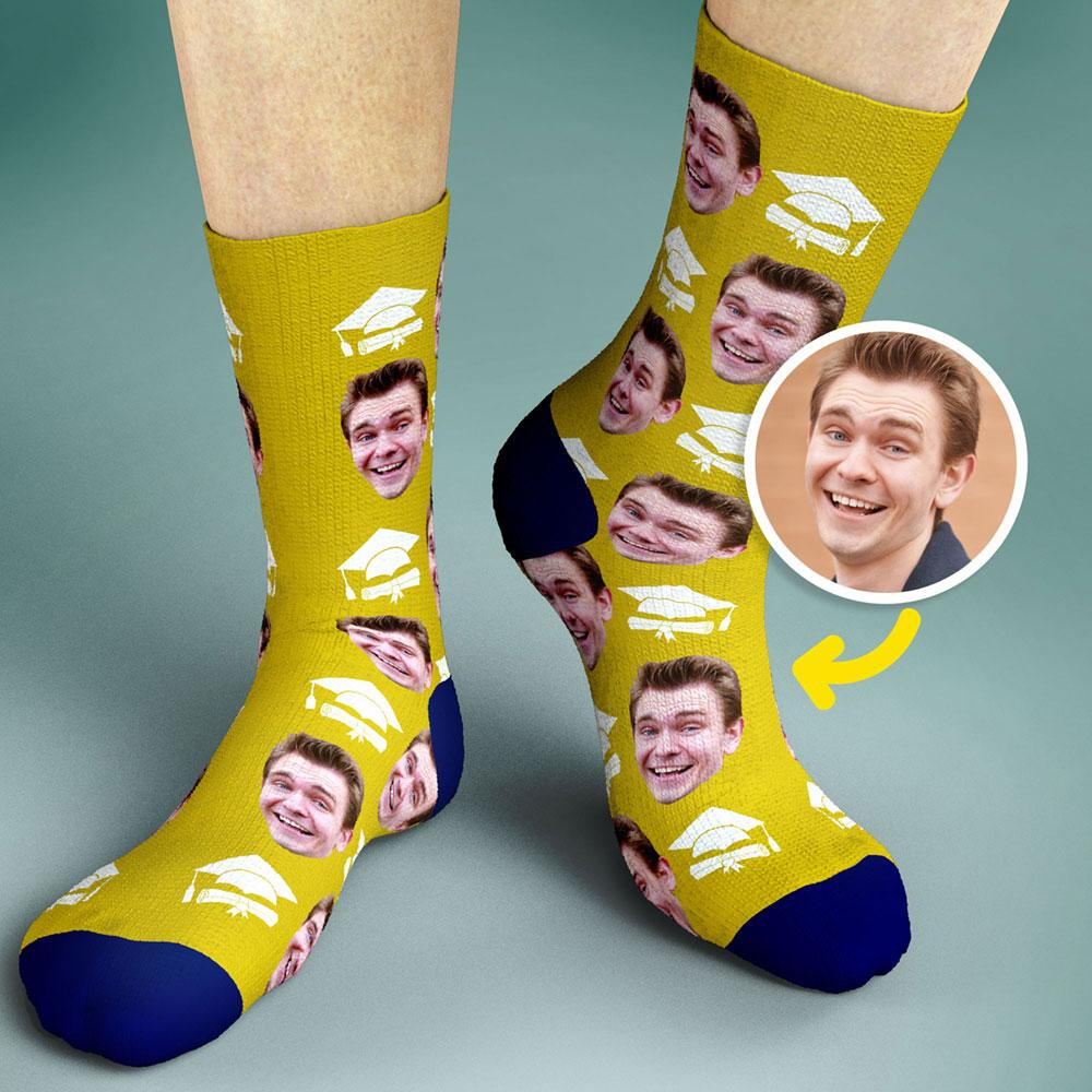 Graduation Sock with Bachelor Cap Gifts Personalized Face Sock Graduation Gifts