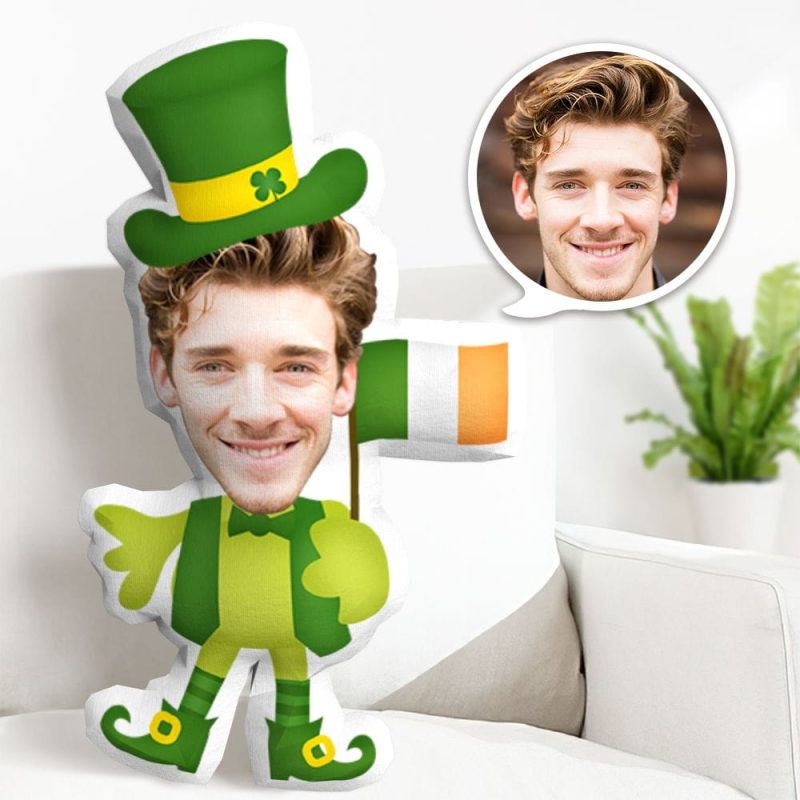 Custom Face Pillow Personalized St. Patrick’s Day Minime Throw Pillow Funny Frog Gifts