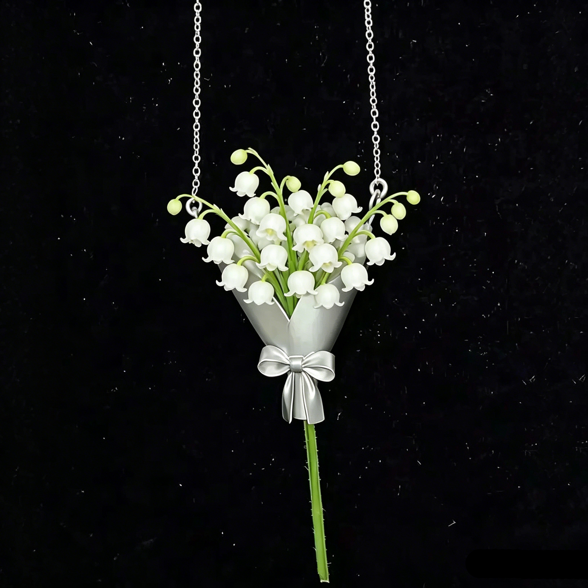 Mini Bouquet Bow Pendant Necklace, Dainty Flower Wrapping Clavicle Chain for Women (No flowers) - Image 2