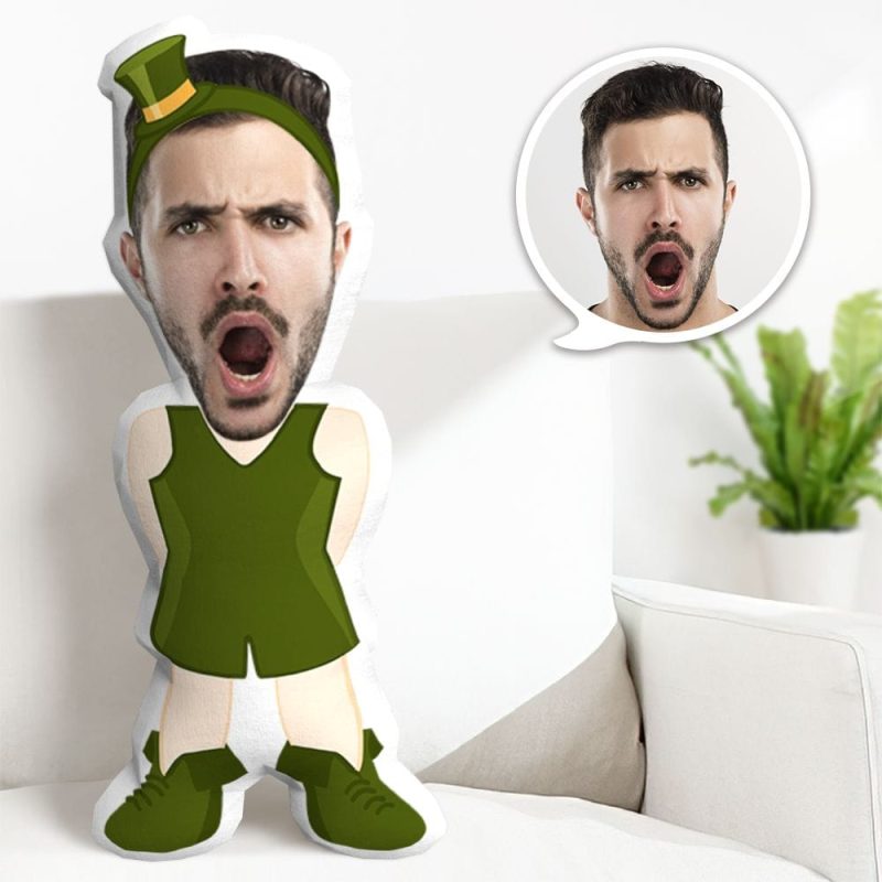 Face Pillow Custom  Minime Throw Pillow Gifts Green Hat St. Patrick’s Day Gift