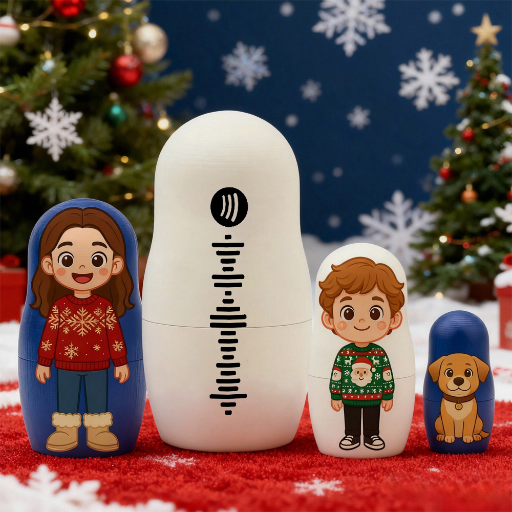 Personalized Portrait Nesting Doll Custom Photo & Spotify Music Portrait Cartoon Style Gift Family Christmas Gift - soufeeluk - Image 2