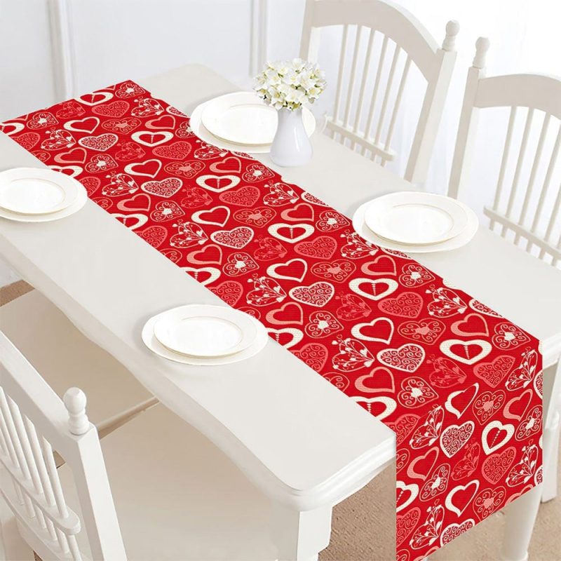 Valentines Day Table Runner Hearts Wedding Table Runner Valentine’s Day Gifts